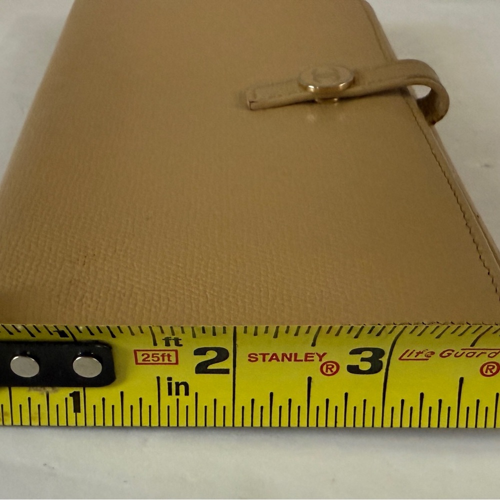 CHANEL Long Wallet Double Sided Snap Button Beige Leather Authentic - Picture 14 of 16